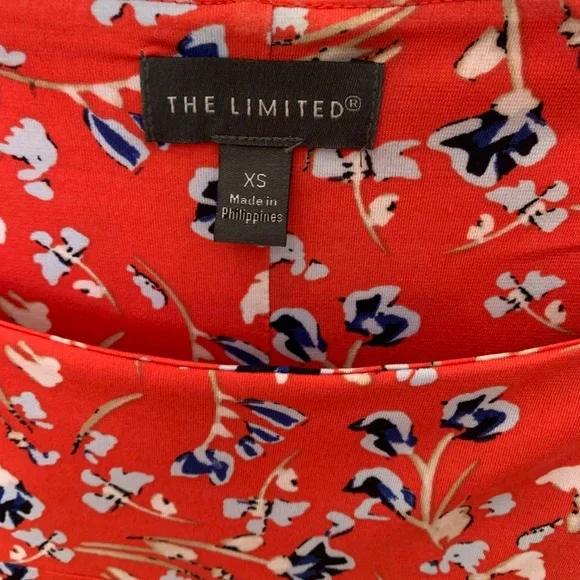 The Limited Orange and Blue Floral Boatneck Blouse, Open Sleeves, Size XS - Picture 2 of 3
